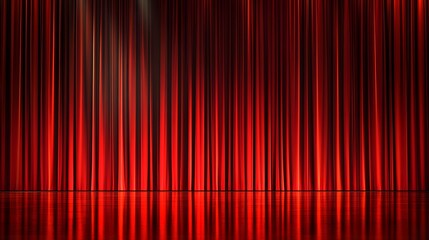 Elegant Red Theatre Curtains With Shiny Reflective Flooring for Performances