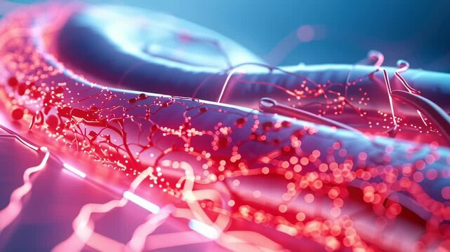 Cardiac ECG, capillaries and blockages, intricate heart mapping, futuristic diagnostic tech