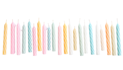 colourful candles on transparent background