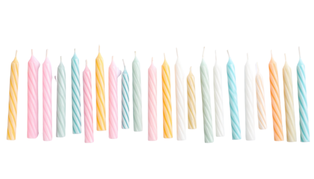 colourful candles on transparent background