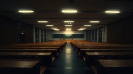 Empty lecture hall at night