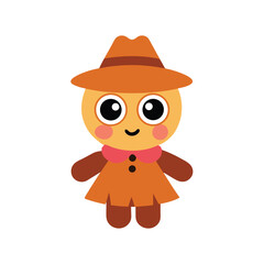 Cartoon Scarecrow With Big Eyes And Rosy Cheeks
