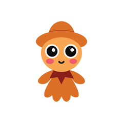 Cartoon Scarecrow With Big Eyes And Rosy Cheeks