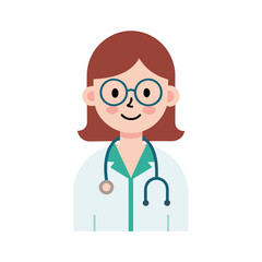 Cartoon Of A Smiling Female Doctor With Stethoscope