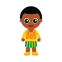 Cartoon Of A Cheerful African Boy Wearing Traditional Attire