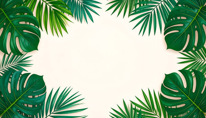 Tropical Leaves Frame with White Background. (1)