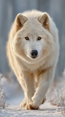 Obraz premium Mutant wolf with crystalline fur camouflaged in nature's light enchanted forest animal portrait refraction play