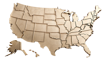 United states map beige relief states design