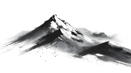 Ink dry brush stroke of moutain illustration abstract black vector © john