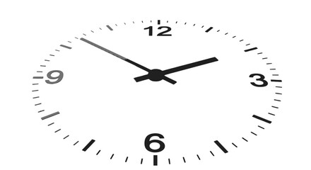 Black wall clock displays the time half past two with hour and minute hands over a transparent background, creating a minimalist and dramatic visual suitable for time management and design concepts.