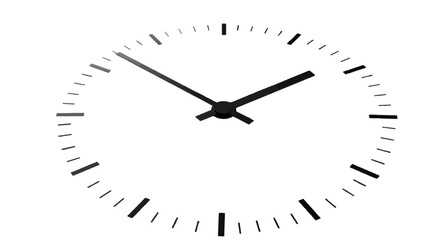A minimalist black clock face stands out against a deep transparent background, showing time with its sleek hands, making it useful for time management or abstract design visuals.