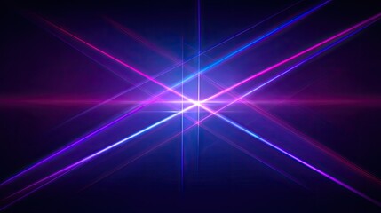 Intricate lines of vibrant neon light intersecting in a dark background.