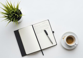 coffee cup and notebook
