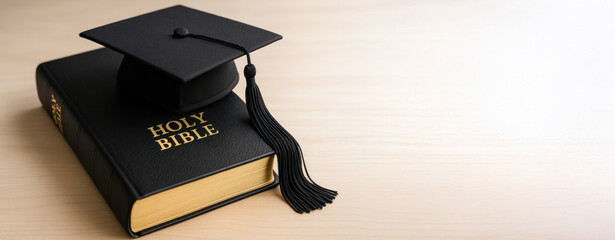 Graduation Cap on Top of Holy Bible

