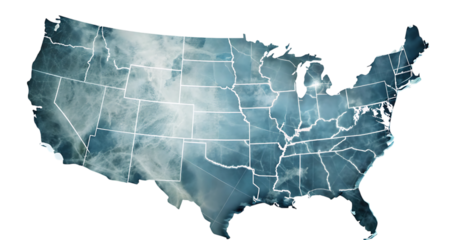 United states map overlayed with weather data