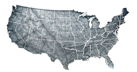 United states map network lines abstract design