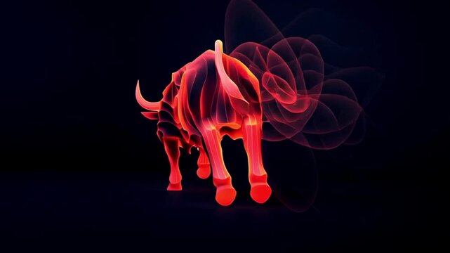 Abstract red bull illustration with flowing lines