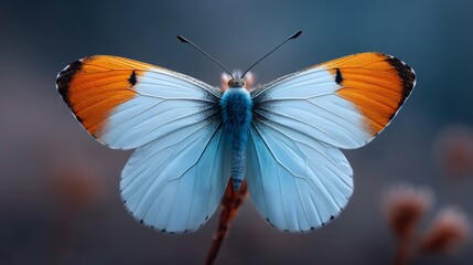 Obraz premium Exquisite orange tip butterfly wings displaying intricate details and captivating color palette