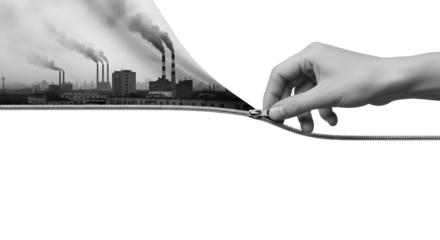 Unzipping the truth: Revealing the harsh reality of industrial pollution and its impact.