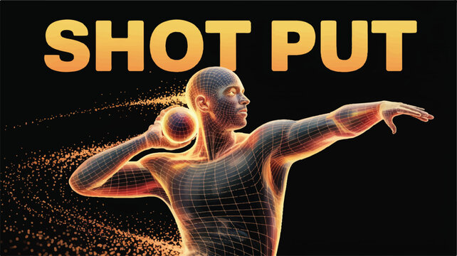 Shot Put Athlete's Moment: Witness a dynamic illustration of an athlete poised to hurl the shot put, rendered in stunning detail, capturing the power and precision of the sport. 
