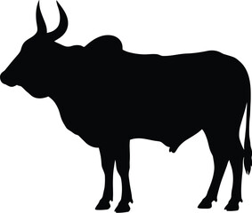 Majestic Bull Silhouette, Powerful Farm Animal Side Profile