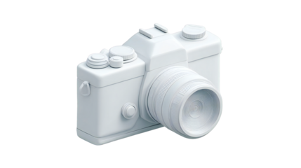 Striking monochrome camera rendering: A captivating representation of minimalist photography equipment concept on transparent background