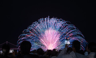 Spectacular Fireworks Light Up the Night Sky In Busan, Korea.