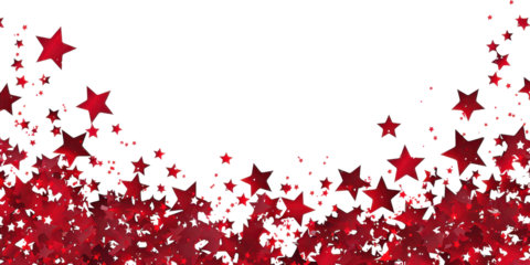 red christmas stars frame border pattern isolated on white or transparent png