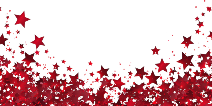 red christmas stars frame border pattern isolated on white or transparent png