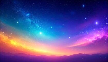 Fototapeta premium Vibrant night sky over a colorful mountain range