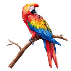 Obraz premium Vibrant parrot perched on a branch, showcasing colorful feathers.