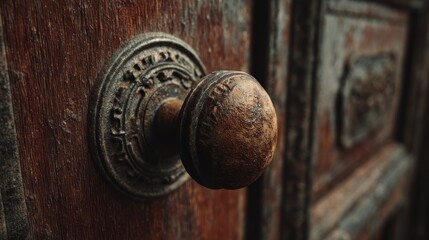 Close-up aged door knob