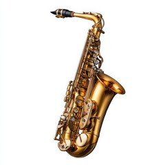 Golden saxophone isolated on white background musical instrument