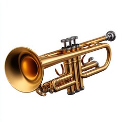 Obraz premium Golden trumpet isolated on white background brass instrument