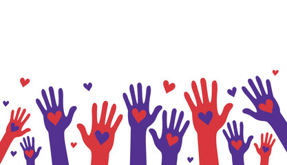 Raising hands with heart shape , donation and volunteers work concept