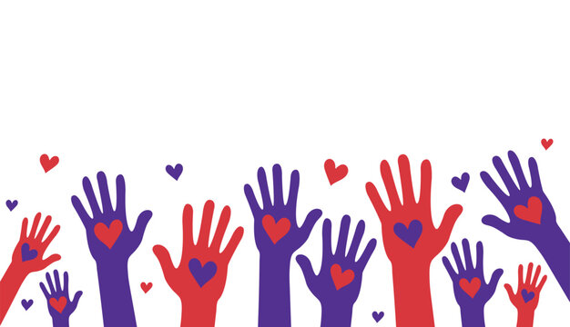 Raising hands with heart shape , donation and volunteers work concept