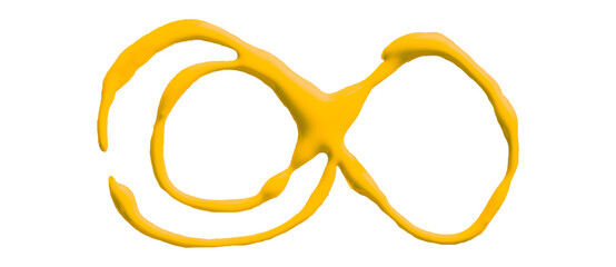 Beautiful yellow watercolor brush isolated on transparent background.