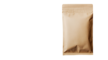Title: Blank Brown Paper Sachet Packaging Pouch Isolated on White Background for Mockup and Design Use
