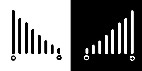 Volume Control Icons – Sound Level Adjustment Bars in Black and White