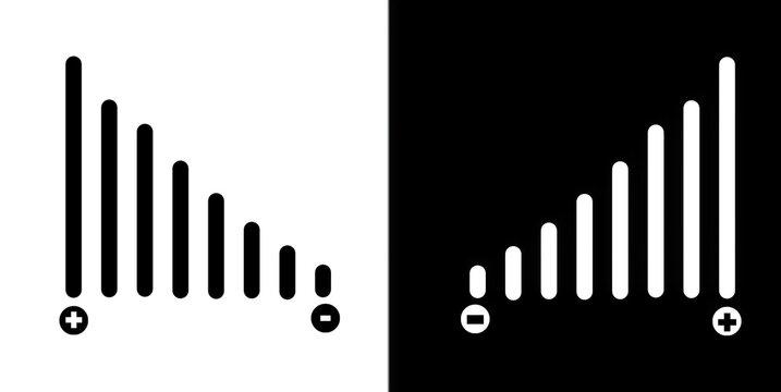 Volume Control Icons &ndash; Sound Level Adjustment Bars in Black and White