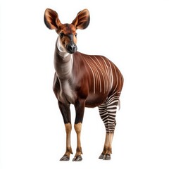 Fototapeta premium Okapi standing full body portrait on white background
