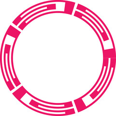 Abstract geometric circular pattern with pink and white elements isolated on white background