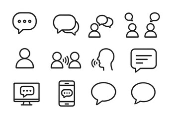 Communication icons illustrating various modes of interaction in digital and face-to-face settings