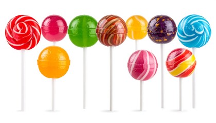 Colorful round lollipops on sticks