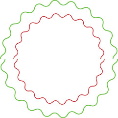 Circular wavy border with layered scalloped edges isolated on white background