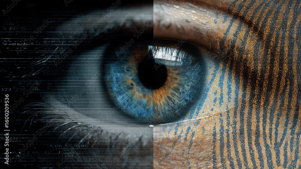 Poster exploring the fusion of biometric technologies through eye and fingerprint recognition systems for e