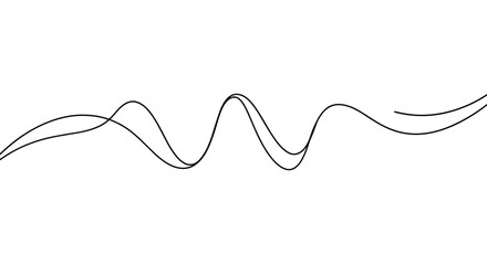 Minimalist abstract wave line design on white background