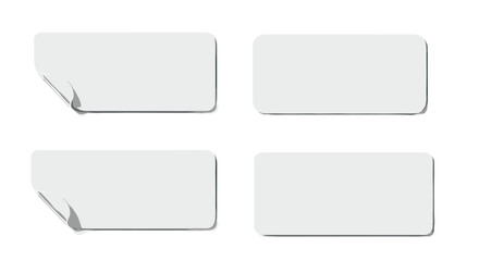 Blank white sticker set with curled corners for branding and design