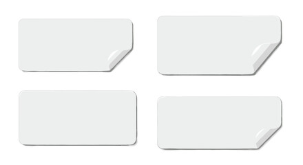 Realistic blank sticker set with curled corners in minimalist style