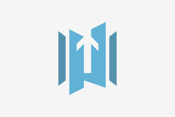 Modern minimalist building and arrow logo